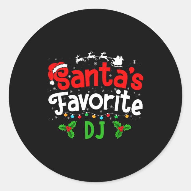 Sticker Rond Santa's Favorite Dj Christmas Party  (Devant)