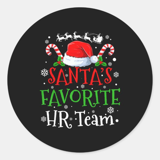 Sticker Rond Santa's Favorite Hr Team Christmas Party  (Devant)