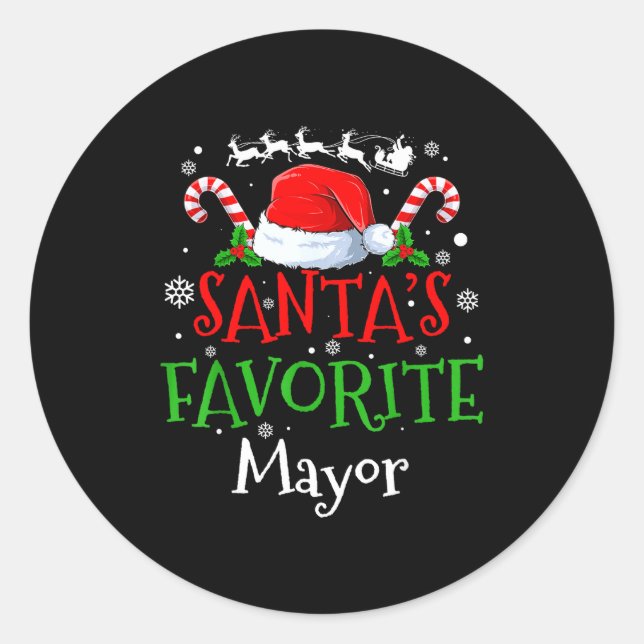 Sticker Rond Santa's Favorite Mayor Christmas Party  (Devant)