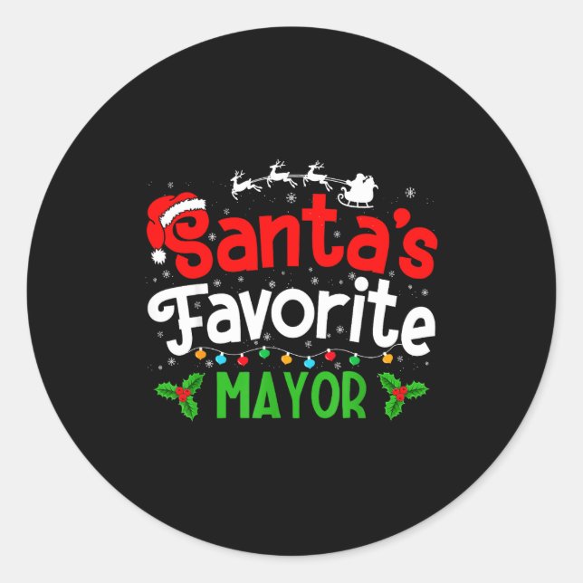 Sticker Rond Santa's Favorite Mayor Christmas Party  (Devant)