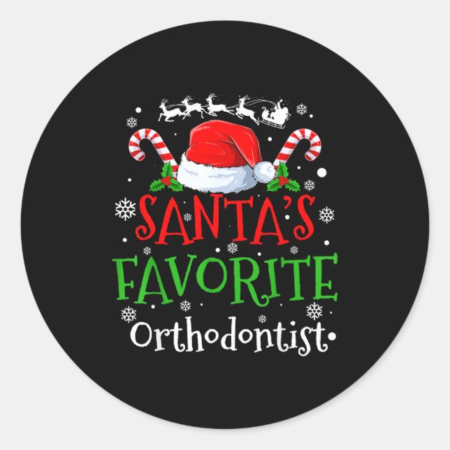 Sticker Rond Santa's Favorite Orthodontist Christmas Party  (Devant)