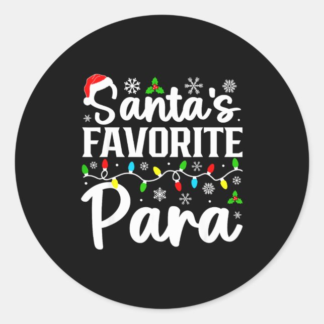 Sticker Rond Santa's Favorite Para Funny Christmas Family Match (Devant)