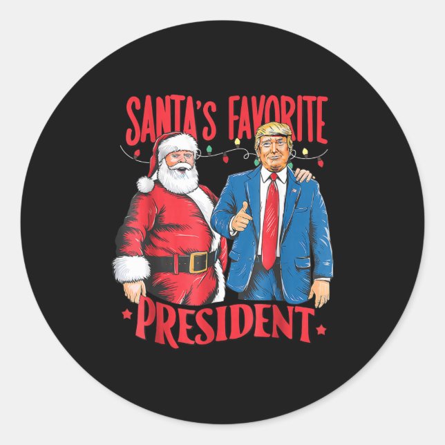 Sticker Rond Santa's Favorite President Santa Trump Dance Chris (Devant)