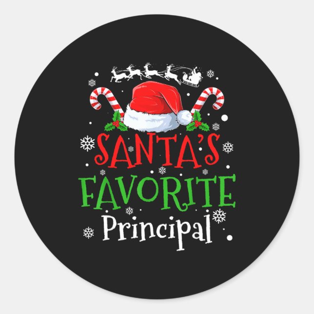 Sticker Rond Santa's Favorite Principal Christmas Party  (Devant)