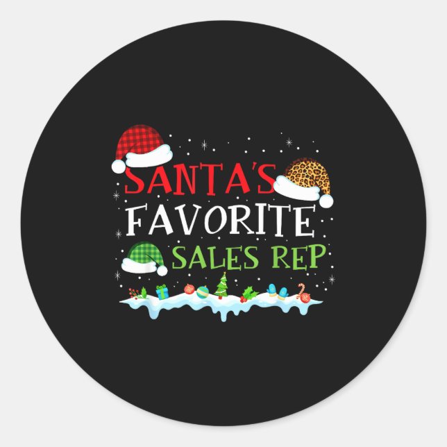 Sticker Rond Santa's Favorite S Rep Fun Christmas  (Devant)