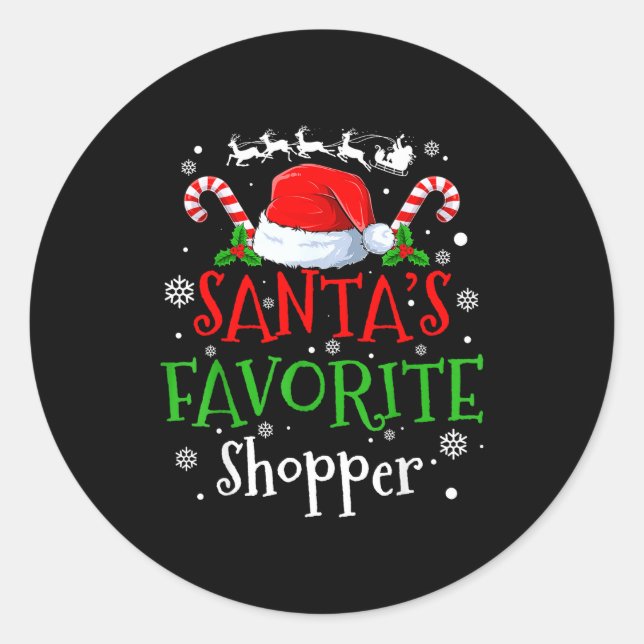 Sticker Rond Santa's Favorite Shopper Christmas Party  (Devant)