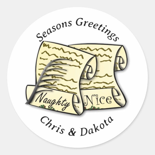 Sticker Rond Santa's Naughty List Christmas (Devant)