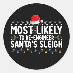 Sticker Rond Santas Sleigh Noël, Ingénieur