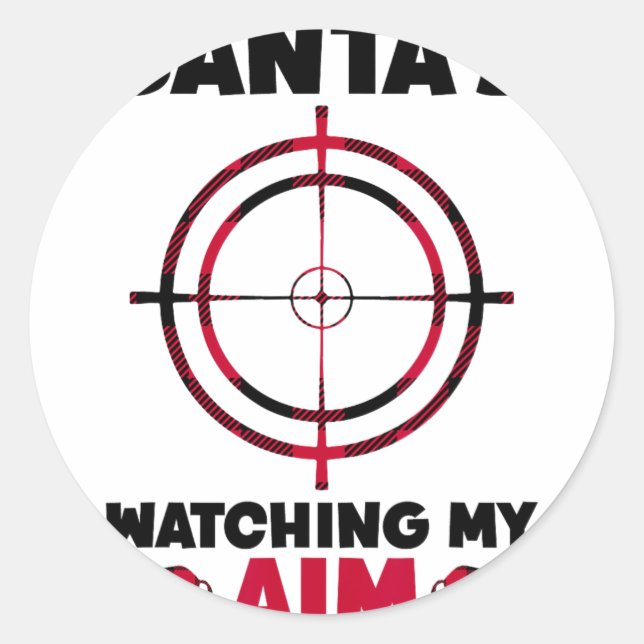 Sticker Rond Santa's Watching My Aim - Boar Hog Hunting 1  (Devant)