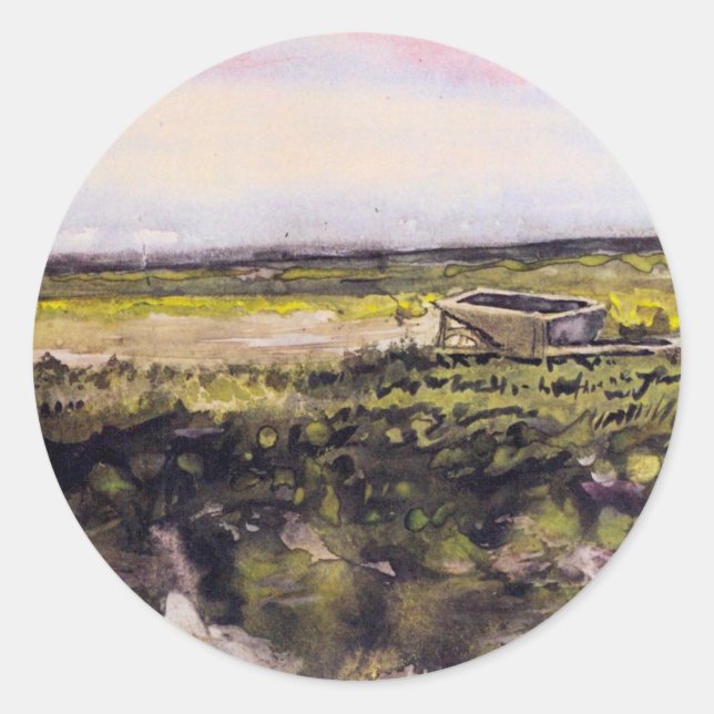 Sticker Rond Santé avec brouette par Vincent van Gogh (Devant)