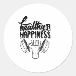 Sticker Rond santé est bonheur motivation de gym design