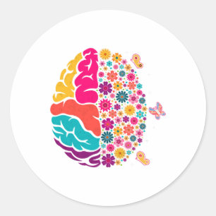 Sticker Rond Santé Floral Cerveau Dépression Conseiller