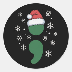 Sticker Rond Santé mentale Noël Dépression Sensibilisation Xmas