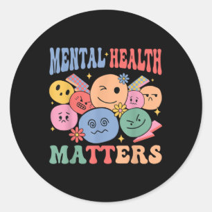 Sticker Rond Santé mentale Retro Super S Sensibilisation Autoso