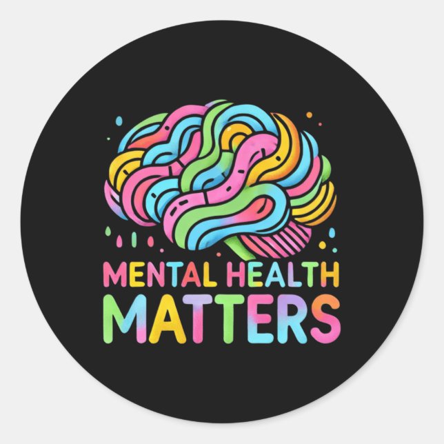 Sticker Rond Santé mentale S - Bâton d'art inspirationnel dynam (Devant)