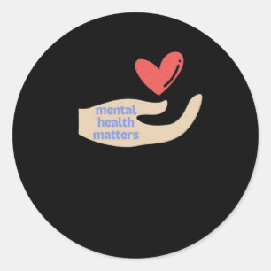 Sticker Rond Santé Mentale S Coeur Rouge Design à la main Solaa
