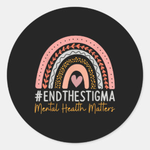 Sticker Rond Santé Mentale S Fin La Stigma Rainbow Boho
