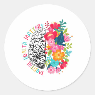 Sticker Rond Santé mentale S Maladie cérébrale humaine Sensibil