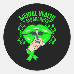 Sticker Rond Santé Mentale S Sensibilisation Mignonne Lèvres Fe