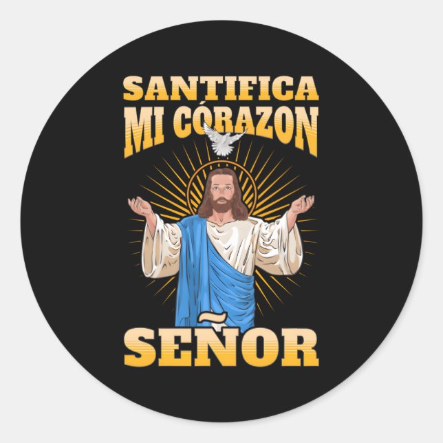 Sticker Rond Santifica Mi Corazã"N Seã‘Or (Devant)
