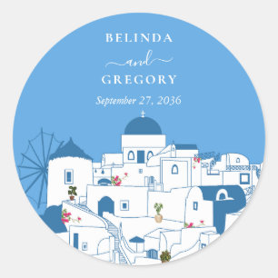 Sticker Rond Santorin Destination Mariage de l'île grecque