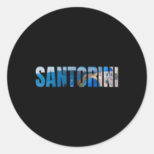 Sticker Rond Santorin île grecque mer Égée Grèce vacances
