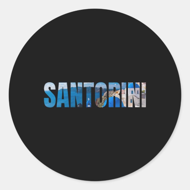 Sticker Rond Santorin île grecque mer Égée Grèce vacances  (Devant)