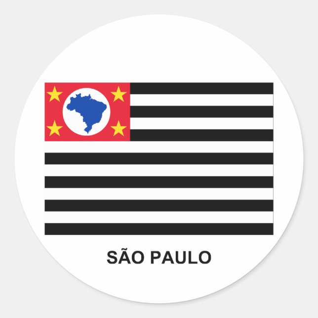 Sticker Rond São Paulo, Brésil Drapeau (Devant)