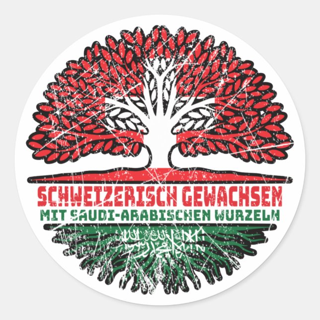 Sticker Rond Saoudien Saoudien Arabisch Schweizer Schweiz (Devant)