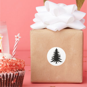 Sticker Rond Sapin de Noël avec bougies – Conception pinceau à