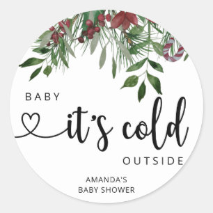 Sticker Rond Sapin de Noël Bébé il fait froid dehors