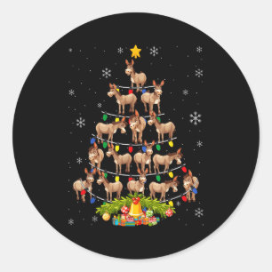 Sticker Rond Sapin de Noël Chapeau de Père Noël Lumières Noël