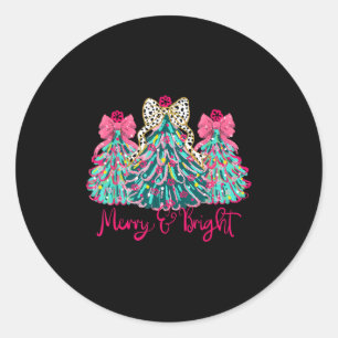 Sticker Rond Sapin de Noël Coquette Joyeux et Lumineux