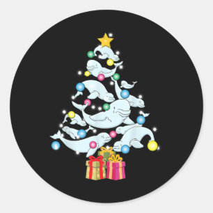 Sticker Rond Sapin de Noël de baleines blanches Noël des balein