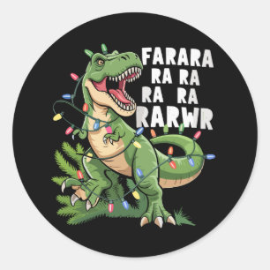 Sticker Rond Sapin de Noël dinosaure Rex cadeaux de Noël
