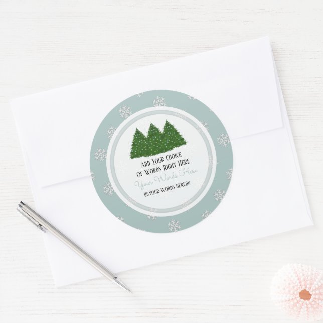 Sticker Rond Sapin de Noël et flocon de neige (Enveloppe)