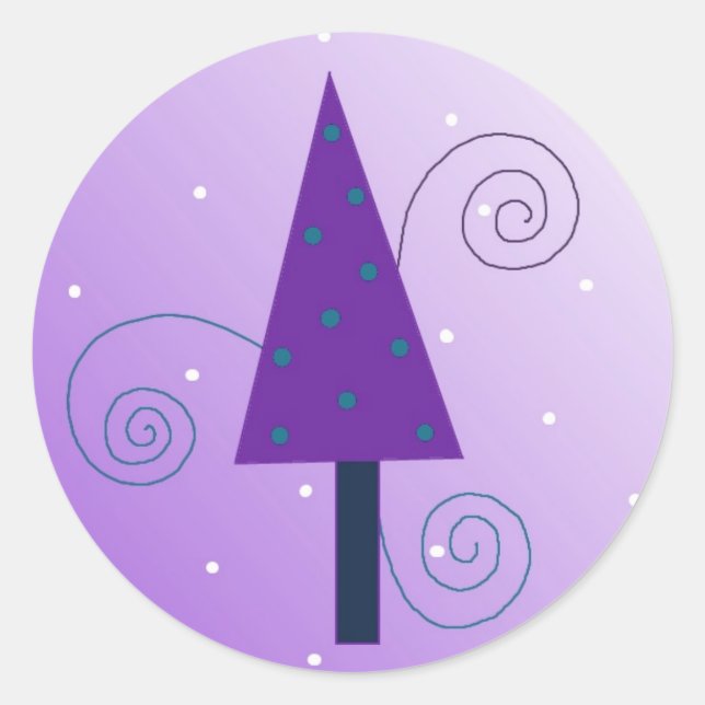Sticker Rond Sapin de Noël fantaisiste (Devant)