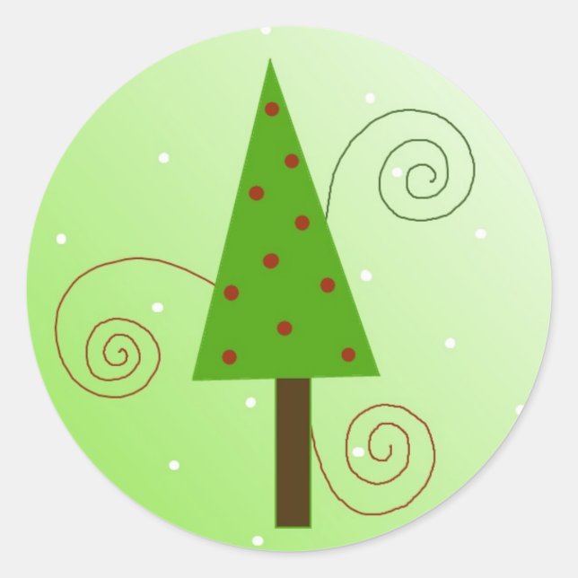 Sticker Rond Sapin de Noël fantaisiste (Devant)