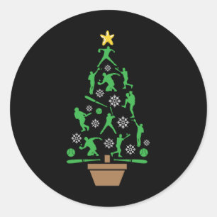 Sticker Rond Sapin de Noël Joueur de Baseball