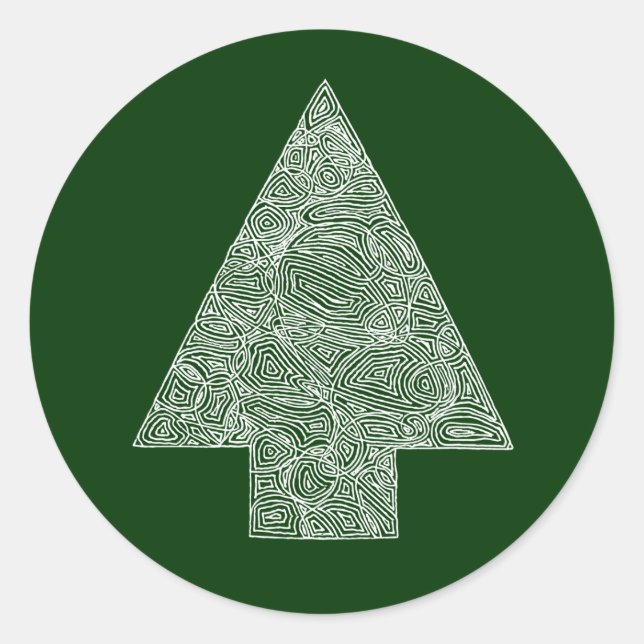 Sticker Rond Sapin de Noël Moderne (Devant)
