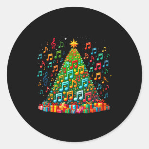 Sticker Rond Sapin de Noël Note de Musique Professeur de Musiqu