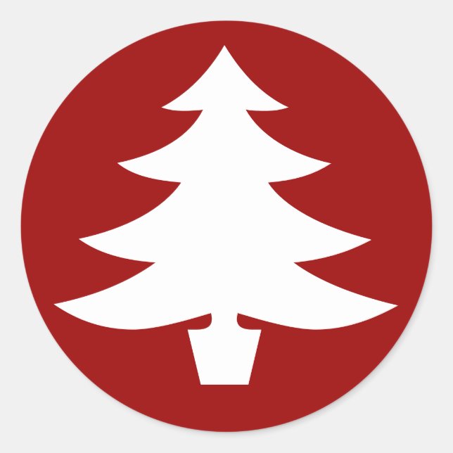 Sticker Rond Sapin de Noël, Rouge (Devant)