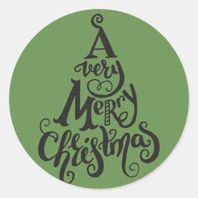 Sticker Rond Sapin de Noël Vacances Vertes JOYEUX NOËL (Devant)