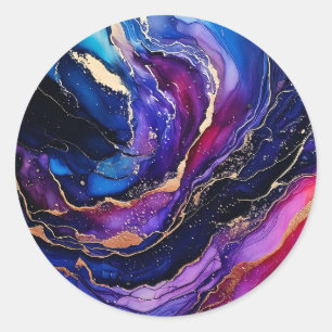 Sticker Rond Sapphire Amethyst Horloge d'encre d'alcool
