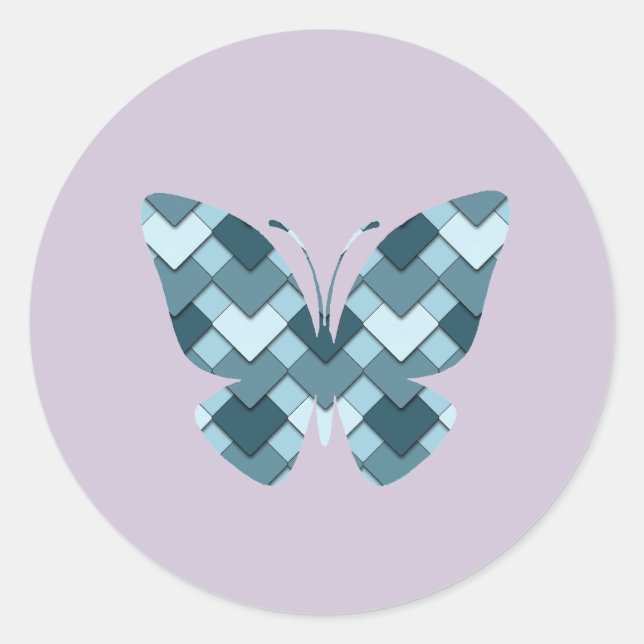 Sticker Rond Sapphire Blue Diamond Arlequin papillon (Devant)