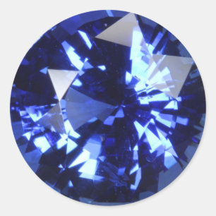 Sticker Rond Sapphire Dark Blue Gemstone Septembre Birthstone