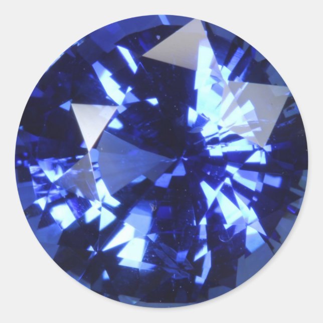 Sticker Rond Sapphire Dark Blue Gemstone Septembre Birthstone (Devant)