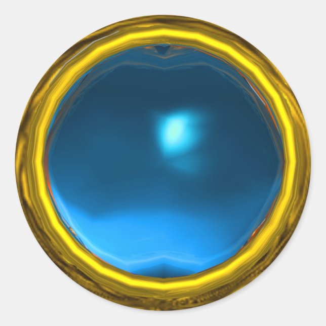 Sticker Rond SAPPHIRE MAGIQUE, bleu jaune vif (Devant)