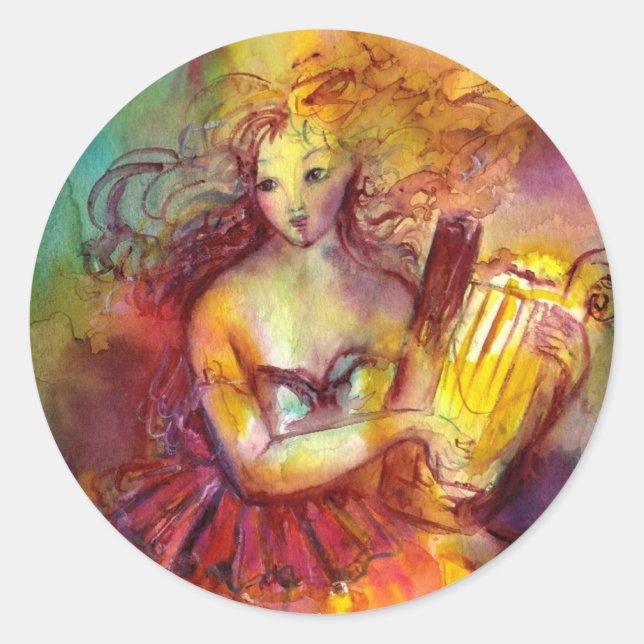 STICKER ROND SAPPHO, DANSE, MUSIQUE ET POÉSIE (Devant)