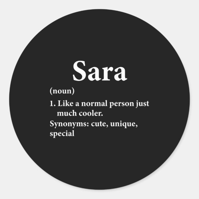 Sticker Rond Sara Name Definition Funny D  (Devant)